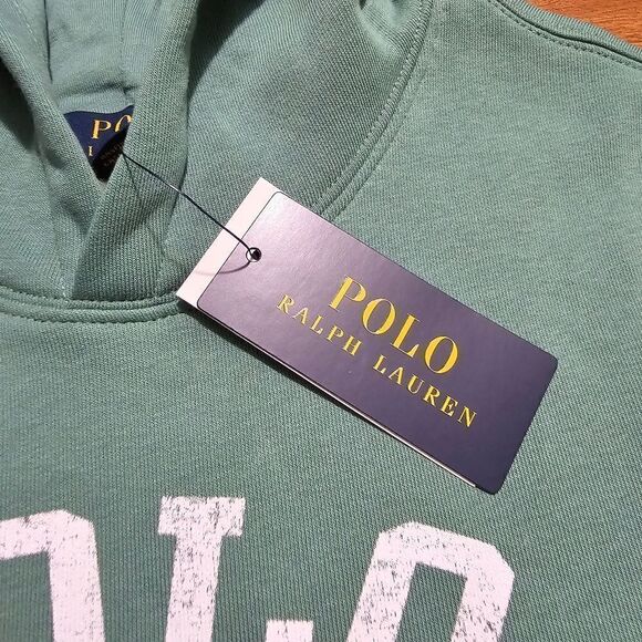 Polo Ralph Lauren Tiger Varsity Hoodie Women's S Green White Cotton Blend New - Picture 5 of 13